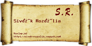 Sivák Rozália névjegykártya